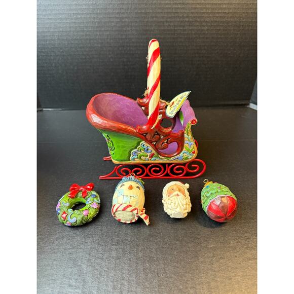 Jim Shore Jingle All the Way Winter Sleigh w/ ornament Set Heartwood Creek w/BOX - Picture 1 of 16